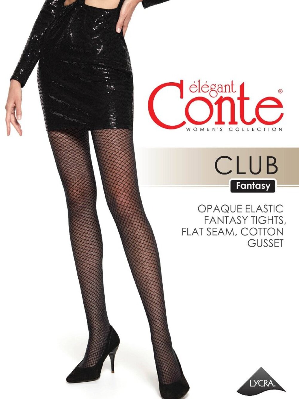 Conte Club 30 Den - Fantasy Dense Women's Tights with geometric pattern
